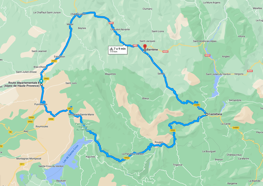 Lavendel route via Puimoisson en terug langs de Verdon en Castellane.